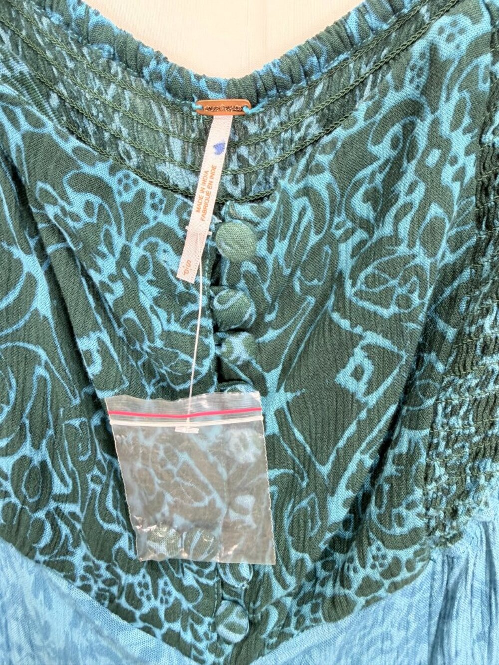 Free People NWOT Off Shoulder Bali Jumpsuit Boho Festival Size S in Teal - Picture 6 of 11